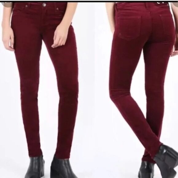 NWT Kut From The‎ Kloth Diana Skinny Corduroy Pants Currant Burgandy 00 - Picture 1 of 7